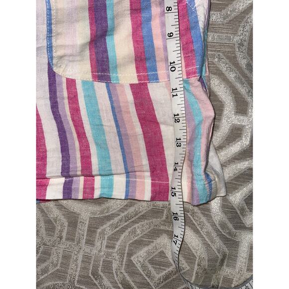Torrid Plus 16‎ Linen Shorts Purple Pink Stripe Tie Waist Stretch Pockets - Picture 6 of 7